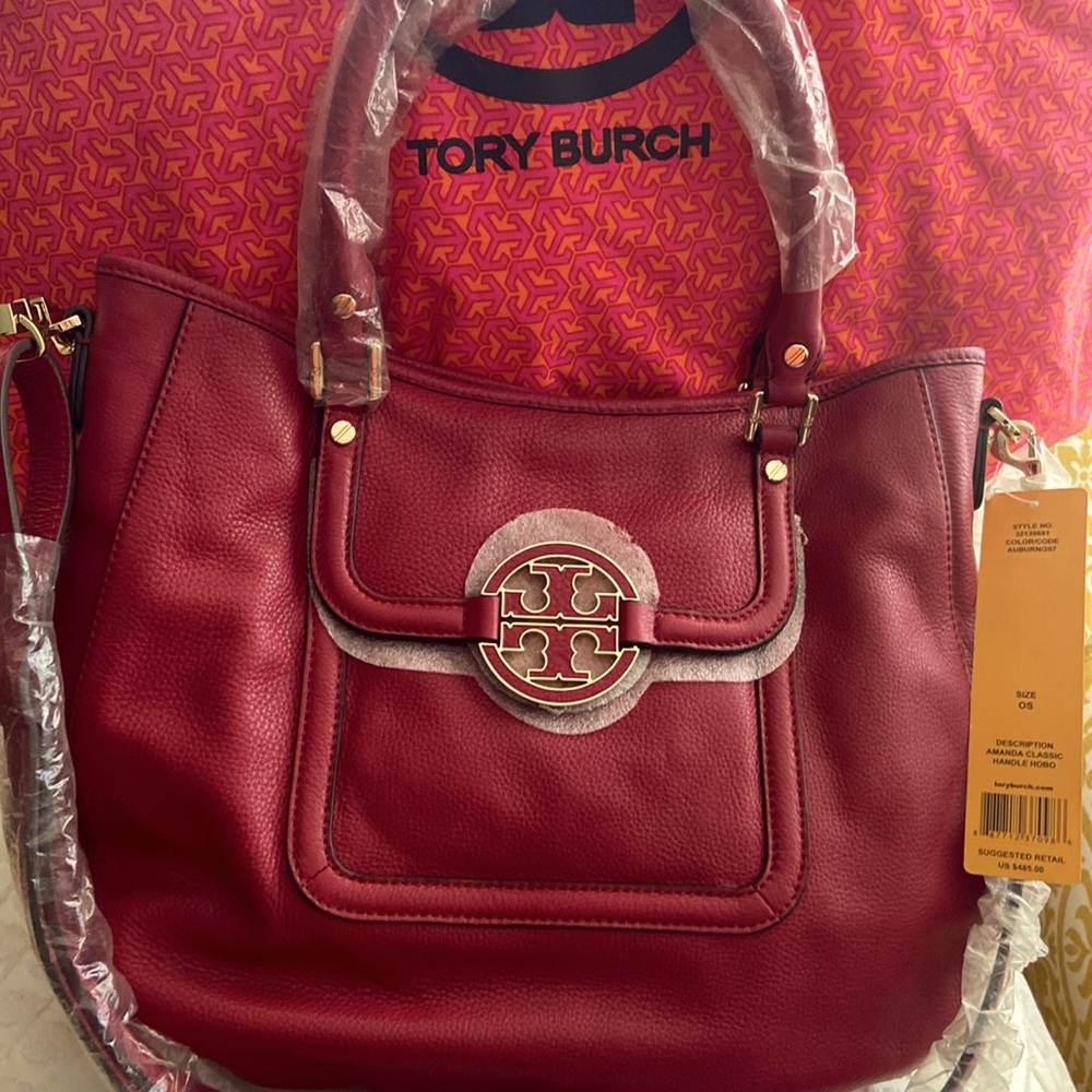 NWT Authentic Tory Burch bag  leather magenta color